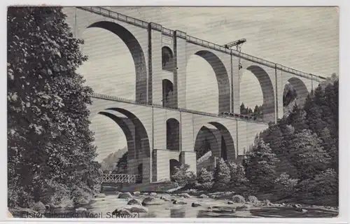 904920 AK Elstertalbrücke (Vogtländische Schweiz) - Viadukt mit Flusspartie 1907