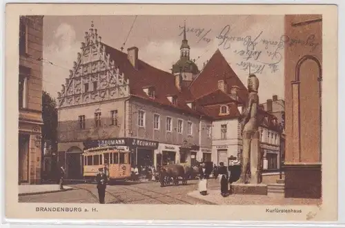 31224 AK Brandenburg an der Havel - Kurfürstenhaus mit Straßenbahn 1917