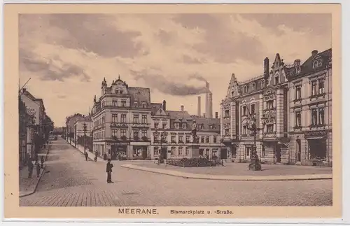 903455 Feldpost Ak Meerane Bismarckplatz und Straße 1916