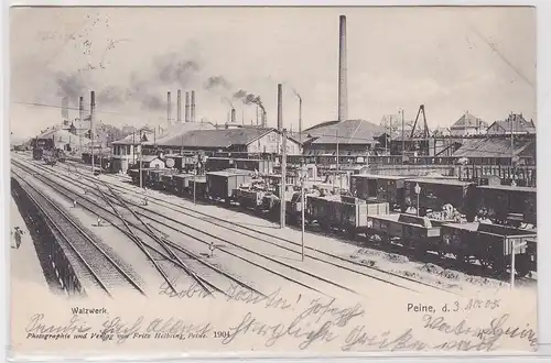 901695 Ak Peine Bahnhof und Bahnanlagen beim Walzwerk 1905