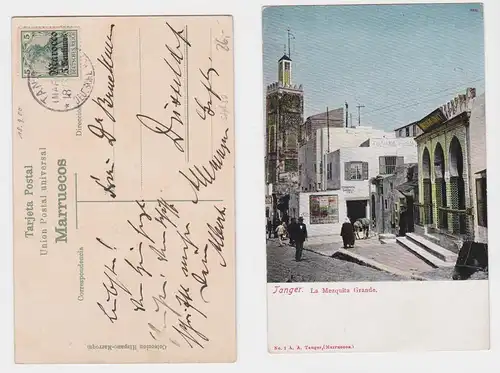 903225 Ak Tanger la Mezquita Grande Stempel Deutsche Post Marokko 1900