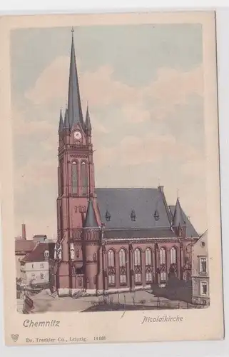902861 AK Chemnitz - Nicolaikirche, Außenansicht um 1900