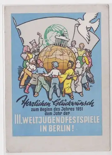 905659 AK Herzlichen Glückwunsch III. Weltjugendfestspiele in Berlin! 1951