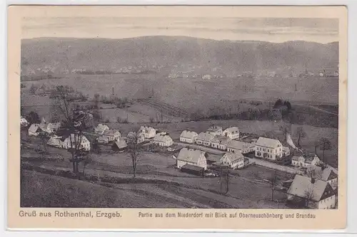 49994 AK Gruß aus Rothenthal - Partie aus dem Niederdorf, Blick auf Brandau 1918