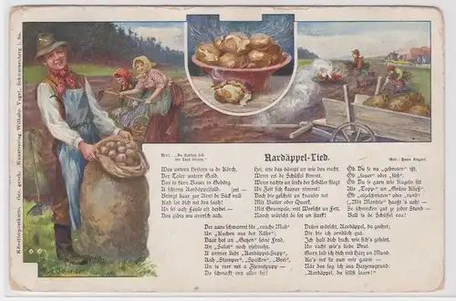906004 Künstler Rud. Schneider AK Hardäppel-Lied - Bauern bei der Kartoffelernte