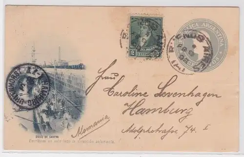 31043 Ganzsache Argentinien - Buenos Aires, Trockendock (Dique de Carena) 1898