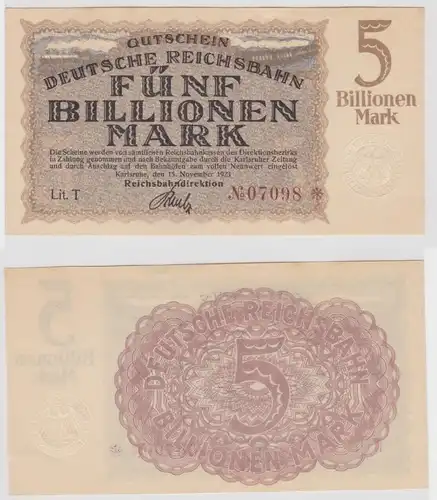 5 Billionen Mark Banknote Reichsbahndirektion Karlsruhe 15.11.1923 (107089)