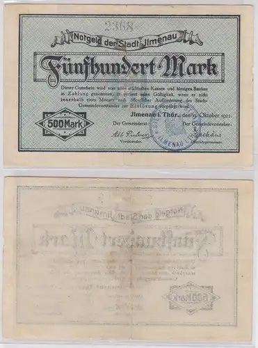 500 Mark Banknote Notgeld der Stadt Ilmenau Thüringen 13.10.1922 (158895)