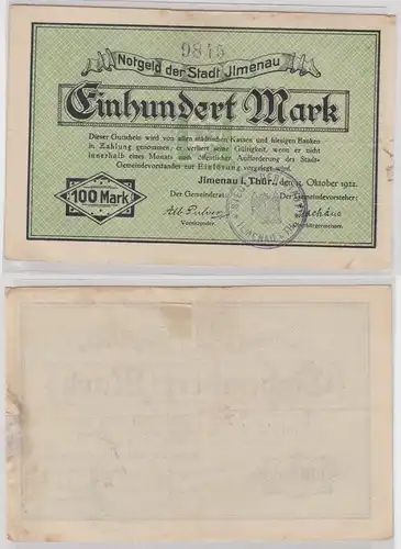 100 Mark Banknote Notgeld der Stadt Ilmenau Thüringen 13.10.1922 (151416)