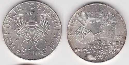 100 Schilling Silber Münze Österreich 1979 200 Jahre Innviertel (158310)
