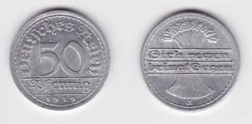 50 Pfennig Aluminium Münze Deutsches Reich 1919 E Jäger 301 (157920)