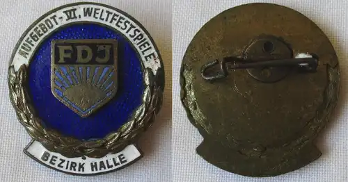DDR FDJ Abzeichen Aufgebot VI. Weltfestspiele Bezirk Halle (162368)
