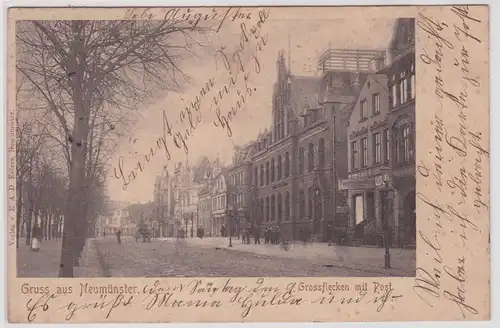 901751 Ak Gruß aus Neumünster Grossflecken mit Post 1902