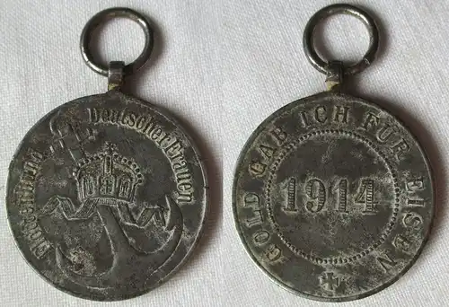 Medaille Flottenbund deutscher Frauen Gold gab ich für Eisen 1914 (118583)