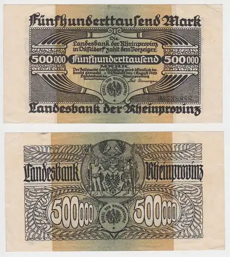 500000 Mark Banknote Inflation Düsseldorf Landesbank der Rheinprovinz (153946)