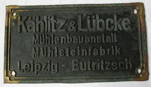 Typen Reklame Metall Plakette Mühlenbauanstalt Leipzig Eutritzsch (113681)