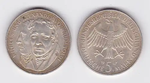 5 Mark Silber Münze Deutschland Gebrüder Humboldt 1967 F (114759)