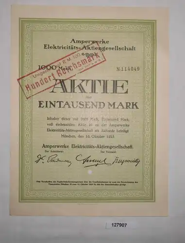 1000 RM Aktie Amperwerke Elektricitäts-AG München 10. Oktober 1923 (127907)