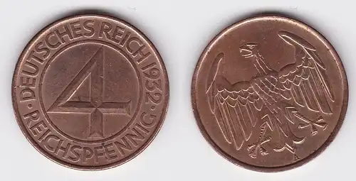 4 Pfennig Kupfer Münze Weimarer Republik 1932 A "Brüning Taler" (117853)
