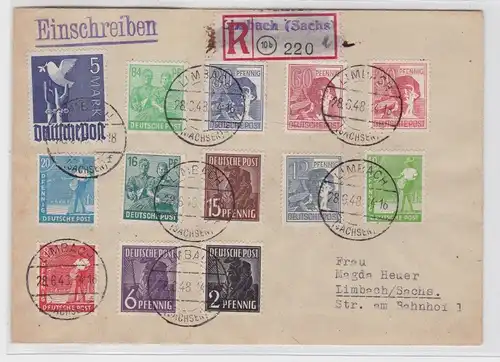 86600 Einschreiben Brief Alliierte Besatzung Gemeinschaftsausgeben Limbach 1948