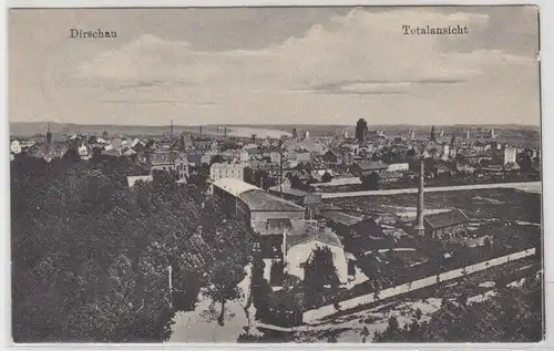 61067 Feldpost AK Dirschau (Tczew) - Totalansicht mit Industrie und Kirche 1916