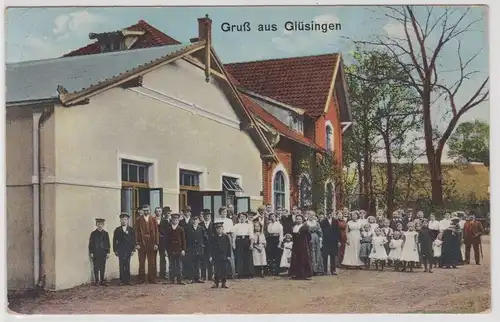 99612 AK Gruß aus Glüsingen - Eddelbüttel's Gasthaus "Zur deutschen Esche" 1914