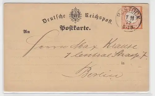 10902 Karte mit 1/2 Groschen Brustschild Marke Orange Stempel Rostock 1872