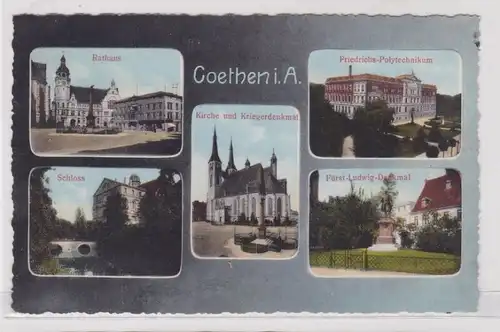 905206 AK Coethen - Rathaus, Friedrichs-Polytechnikum, Kirche, Schloss 1915