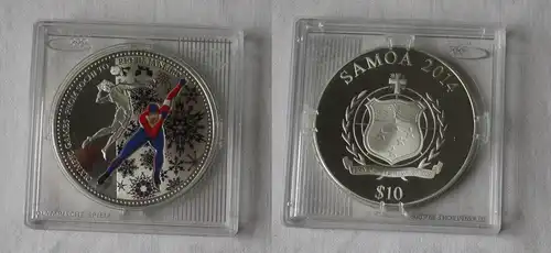 10 Dollar Silber Münze Samoa Olympiade 2014 Eisschnelllauf PP (127375)