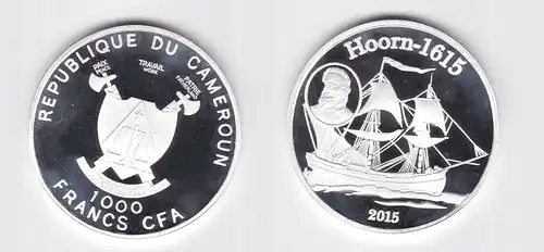 1000 Francs Silber Münze Kamerun 2015 Segelschiff Hoorn 1615  (124681)