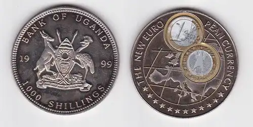 1000 Shillings Nickel Münze Uganda 1999 Die neue Euro Währung (121943)