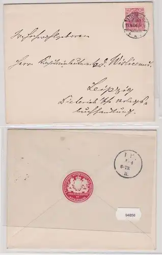 94858 Brief Lüneburg nach Leipzig 1904 Vignette Johann Albrecht zu Mecklenburg