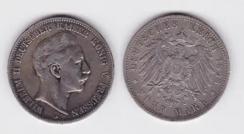 5 Mark Silbermünze Preussen Wilhelm II 1898 A Jäger 104  (137618)