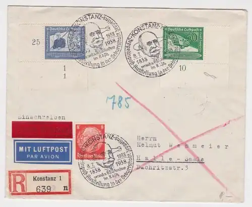 05644 R-Brief Zeppelinpost Ausstellung Konstanz 1938 Vignette Festsommer München
