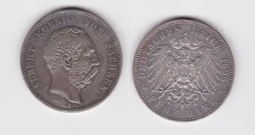5 Mark Silbermünze Sachsen König Albert 1898 E Jäger 125  (138407)