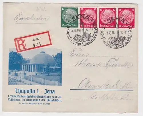 29860 Einschreibe Brief 1. Thür. Postwertzeichen-Ausstellung Thüposta Jena 1936
