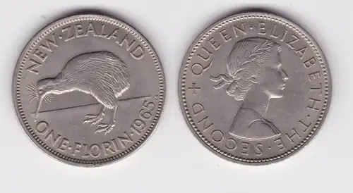 1 Florin Kupfer-Nickel Münze Neuseeland 1965 Kiwi (139103)