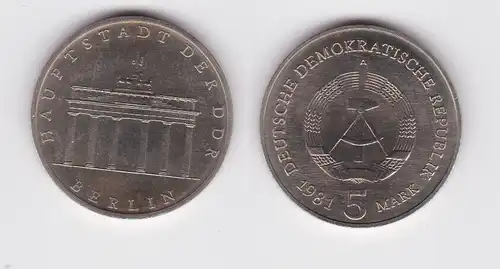 DDR Gedenk Münzen 5 Mark Brandenburger Tor 1981 Stempelglanz (133518)