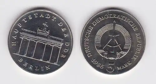DDR Gedenk Münzen 5 Mark Brandenburger Tor 1986 Stempelglanz (138227)