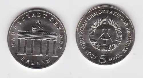 DDR Gedenk Münze 5 Mark Brandenburger Tor 1987 Stempelglanz (131561)