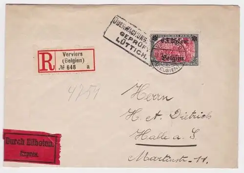 906117 Brief Deutsche Besetzungsausgabe Belgien Michel Nr. 25 Verviers 1918