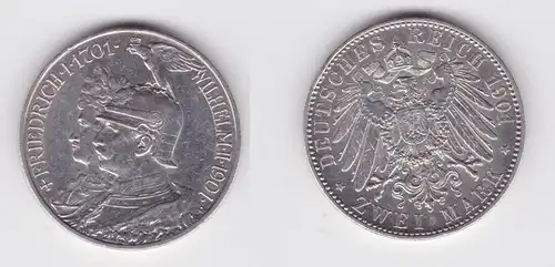 2 Mark Silbermünze Preussen 200 Jahre Königreich 1901 Jäger 105 ss+ (130616)