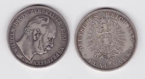 5 Mark Silbermünze Preussen Wilhelm I 1876 A Jäger 97 ss (126957)