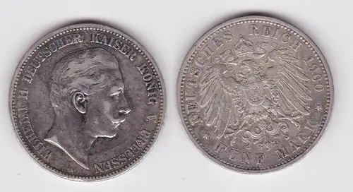 5 Mark Silbermünze Preussen Wilhelm II 1900 A Jäger 104  (122273)