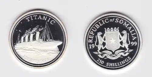 250 Schilling Silber Münze Somalia 1999 Passagierdampfer Titanic (129383)