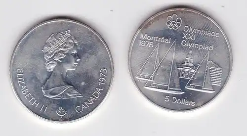 5 Dollar Silber Münze Canada Kanada Olympiade Montreal Segeln 1973 (133389)