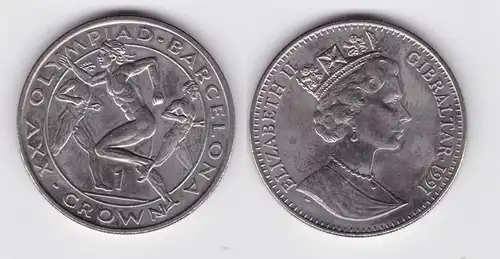 1 Crown Nickel Münze Gibraltar Olympiade Barcelona 1991 (133736)