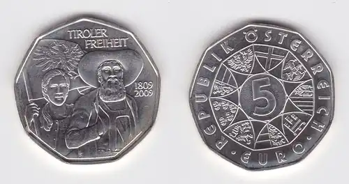 5 Euro Silber Münze Österreich Tiroler Freiheit 1809-2009 Stgl. (139453)