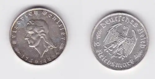 2 Mark Silber Münze Friedrich von Schiller 1934 F vz (136037)