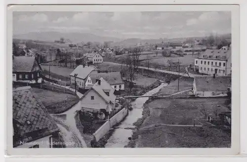 80586 Feldpost AK Neundorf-Sudetengau - Dorfansicht mit Bachlauf 1942